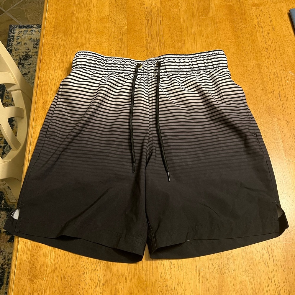George Black and White Striped Athletic Shorts